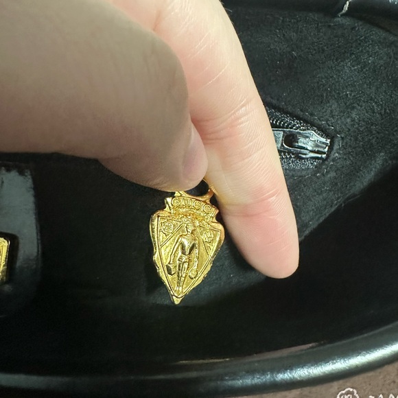 Black Leather Men's Bag with Gold Accents - Picture 9 of 11